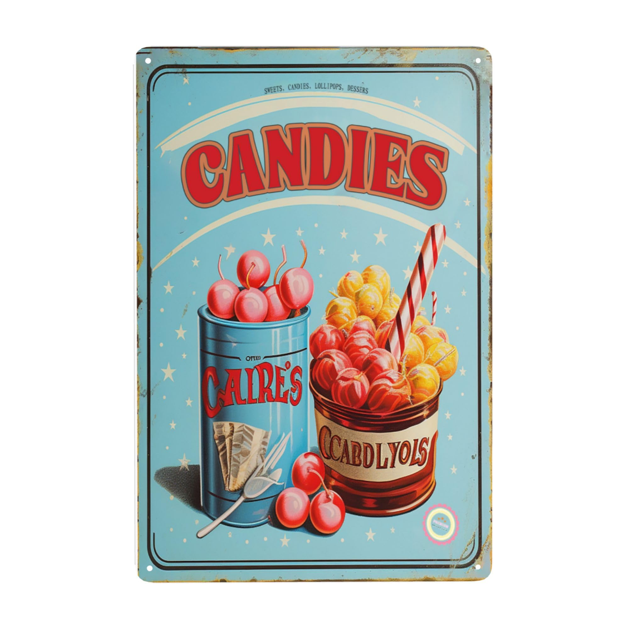 Vintage Lighting Decor - Decor ;; Candies Tin Signs,Light Blue