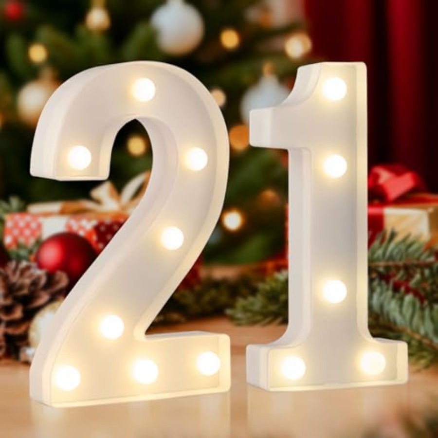 Light Up Letters Marquee - 21 LED Marquee Number, 21st Birthday