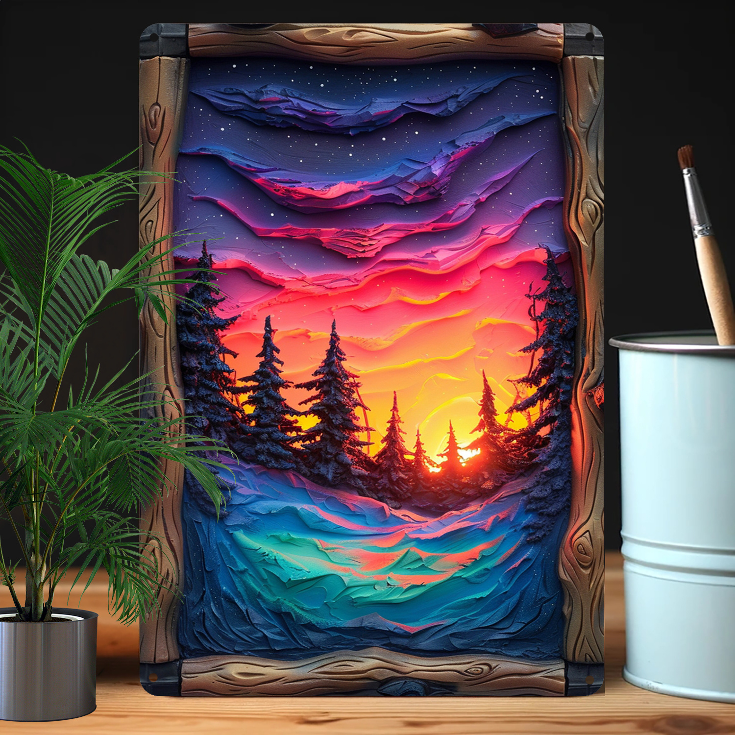 Bathroom Lighting Decor Ideas - Northern Lights Art Piece, Metal Wall