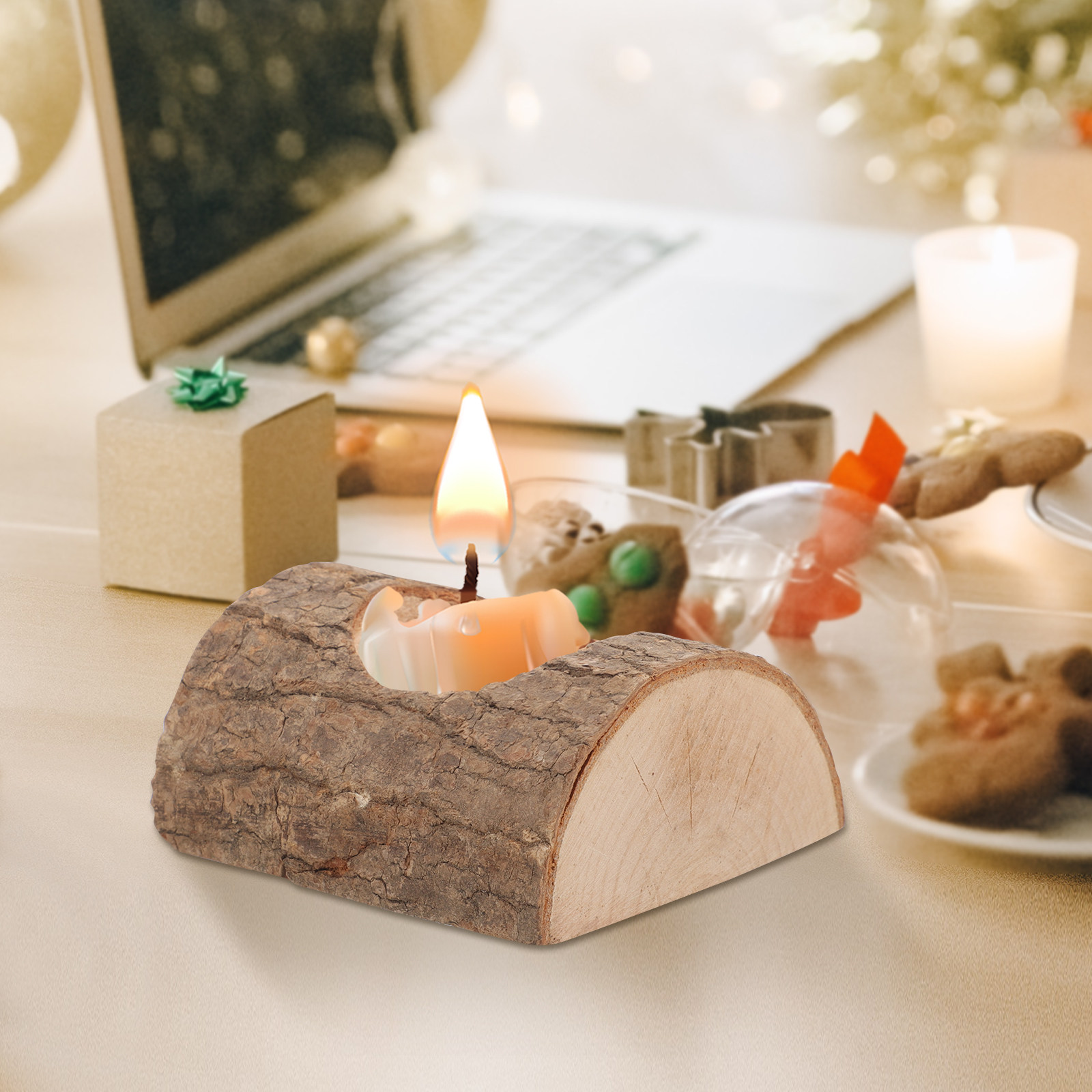 2Pcs Tree Bark Wood Holder Sol - огляд і ціна Lighting Decoration Stand