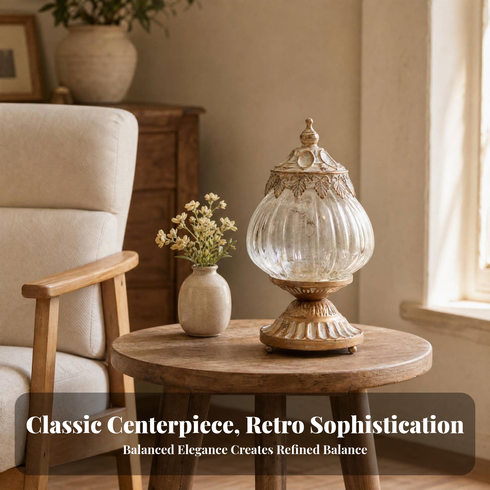 Vintage Ribbed Glass Lantern O - огляд і ціна Lighting Table Decor