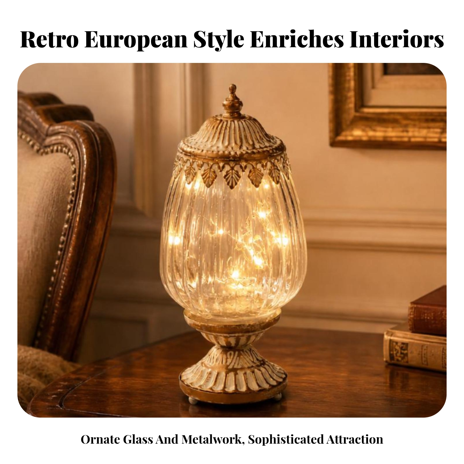 Vintage Ribbed Glass Lantern O - огляд і ціна Lighting Table Decor