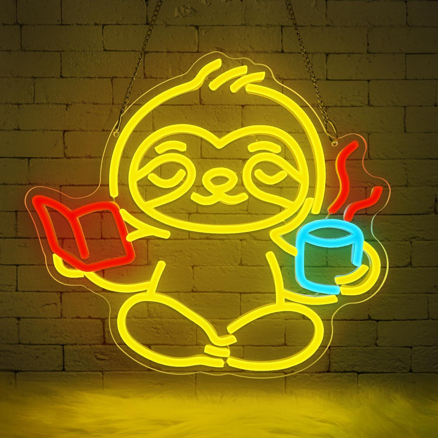 Sloth Neon Sign USB Dimmable L - огляд і ціна Lighting Decor Bedroom