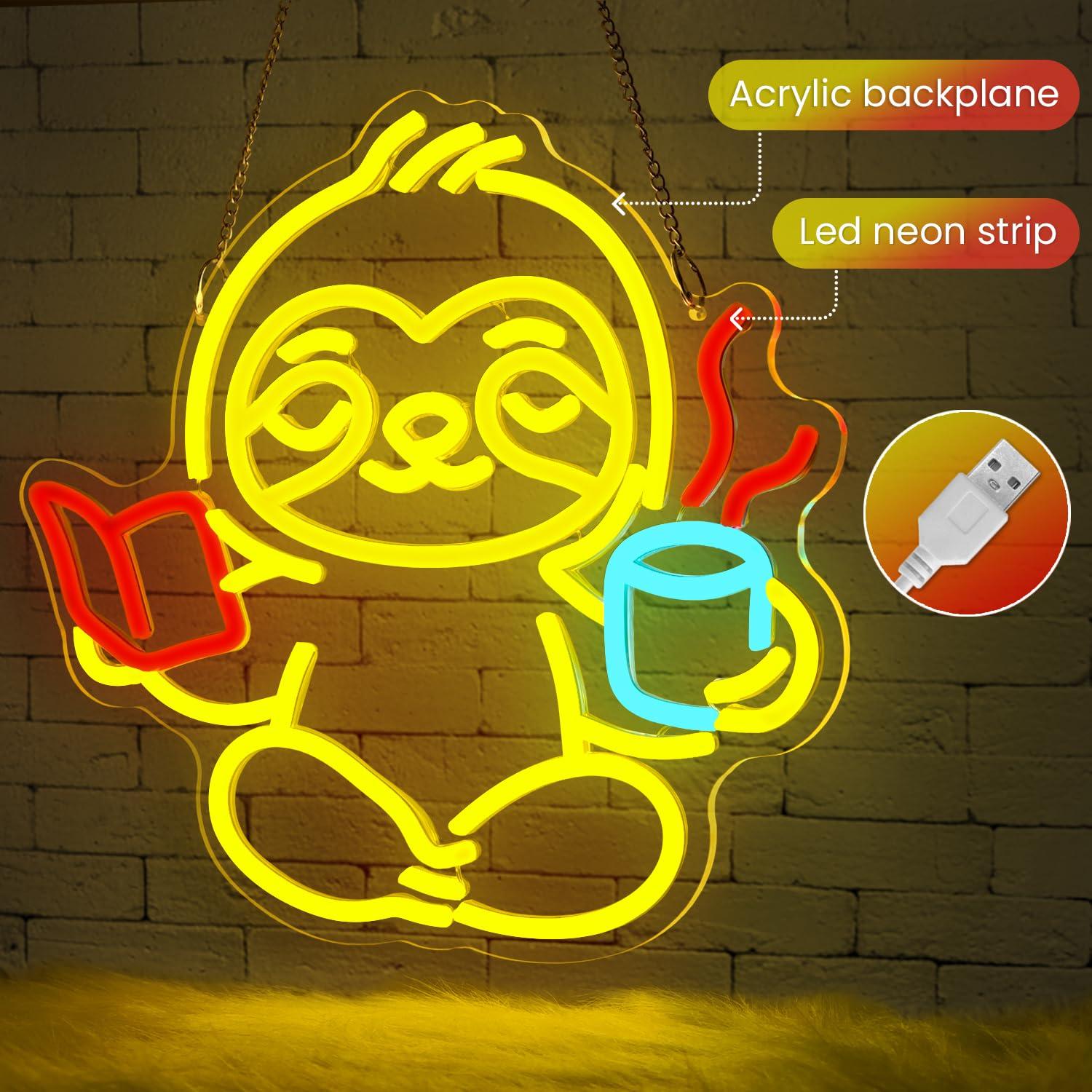 Sloth Neon Sign USB Dimmable L - огляд і ціна Lighting Decor Bedroom