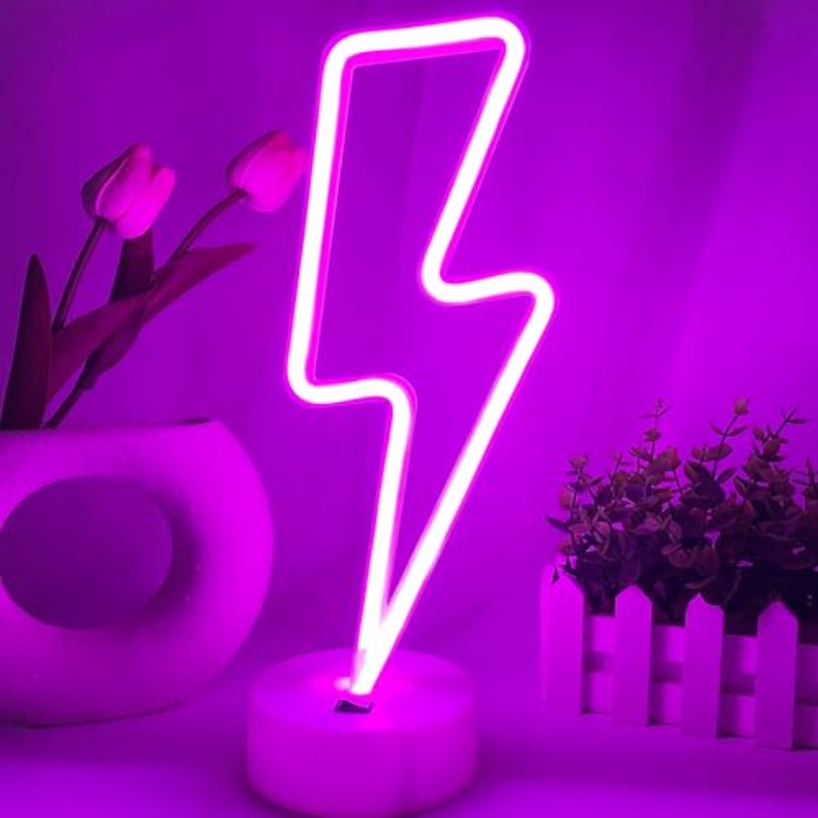 Lightning Bolt Neon Sign With  - огляд і ціна Lighting Table Decor