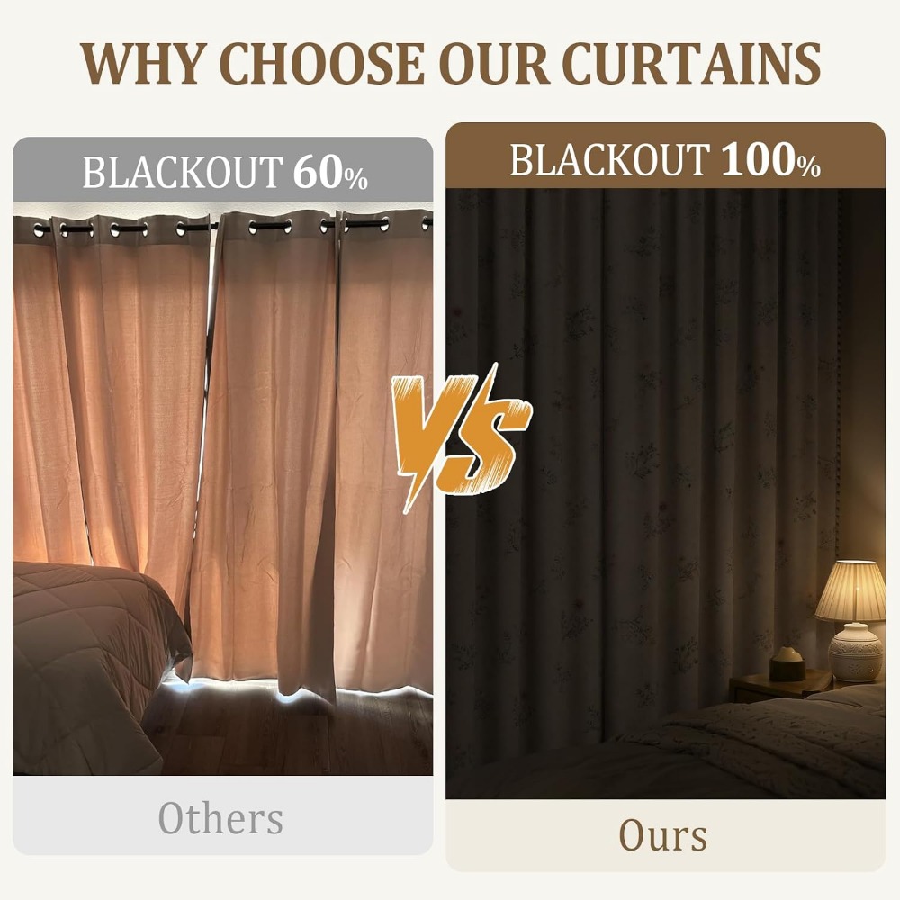 Boho Floral 100% Blackout Curt - огляд і ціна Vintage Lighting Decor