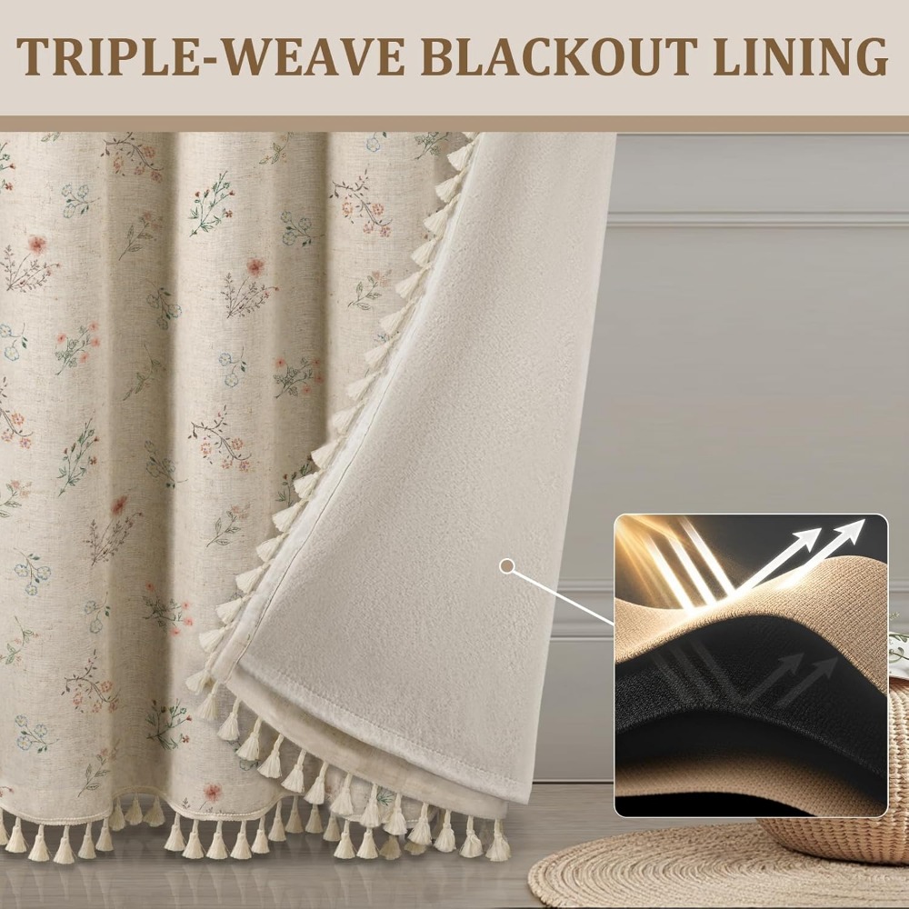 Boho Floral 100% Blackout Curt - огляд і ціна Vintage Lighting Decor