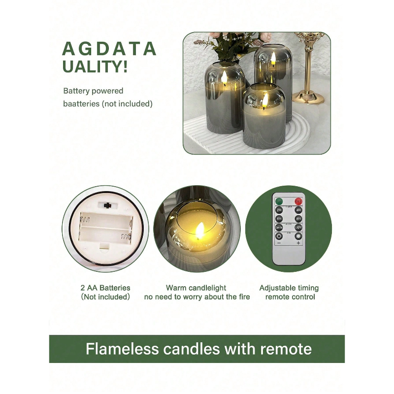 3 Pack Grey Flameless LED Cand - огляд і ціна Lighting Decor For Home